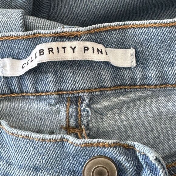 Celebrity Pink JRS SZ 1/25 Jeans Mid-Rise Stretch Frayed Distressed Light Wash - Picture 8 of 10